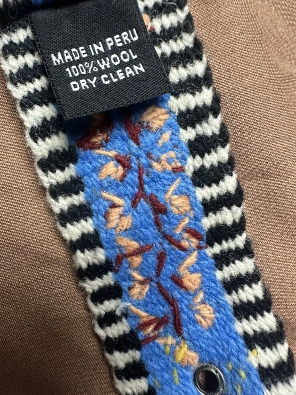 Jenny Krauss NWT Embroidered Wool Belt Size L Blue Boho Handmade Peru Fair Trade